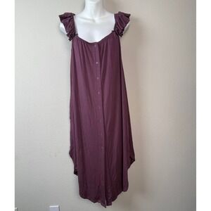 Kindred Bravely Maternity Gown Womens XS-S Plum Postpartum Nursing Ruffle Sleeve